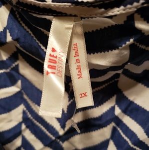 True Destiny Tops - Open Shoulder Blue White Blouse 2X NWOT True Destiny Tops - Open Shoulder Blue White Blouse 2X NWOT